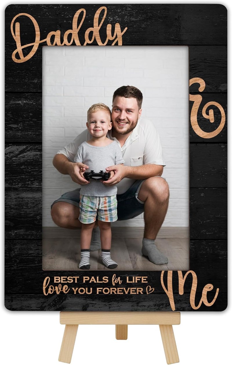 OXRUN Daddy & Me Picture Frame, Father's Day Gifts Wooden Photo Frame with Easel, Display Photo Insert, 4x6 Picture Frame for Tabletop Display - A14 - Image 1